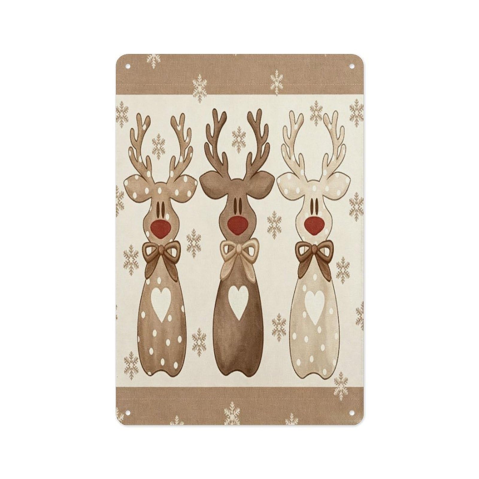Fekiloot Style Christmas Reindeer Wall Decor Metal Signs Tin Signs Poster