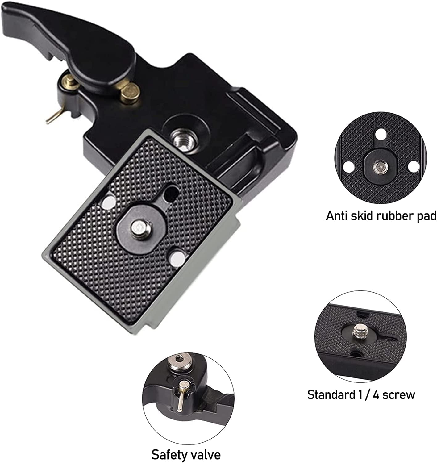 Neewer® Piastra a Rilascio Rapido Nero in Lega di Alluminio con Adattatore e Vite da 1/4-3/8 Neewer® Piastra a Rilascio Rapido Nero in Lega di Alluminio con Adattatore e Vite da 1/4-3/8