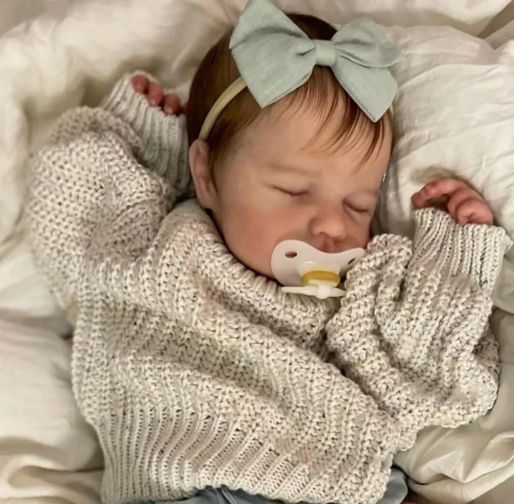 RXDOLL Reborn Loulou silikonowe lalki na całe ciało, 50 cm, realistyczne lalki dla niemowląt, wyglądające prawdziwie śpiące niemowlęta, noworodek, anatomicznie poprawna zabawka dla dziewczynek od 3