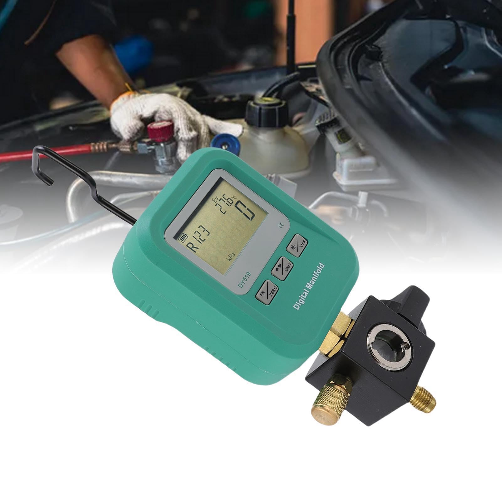 GOWENIC Tester Ciśnienia w Chłodnictwie |Cyfrowy Manometr Rozgałęźny z Wlotem 1/4 do R22 R32 R410A R134A HVAC do Wykrywania Podciśnienia i Wycieków