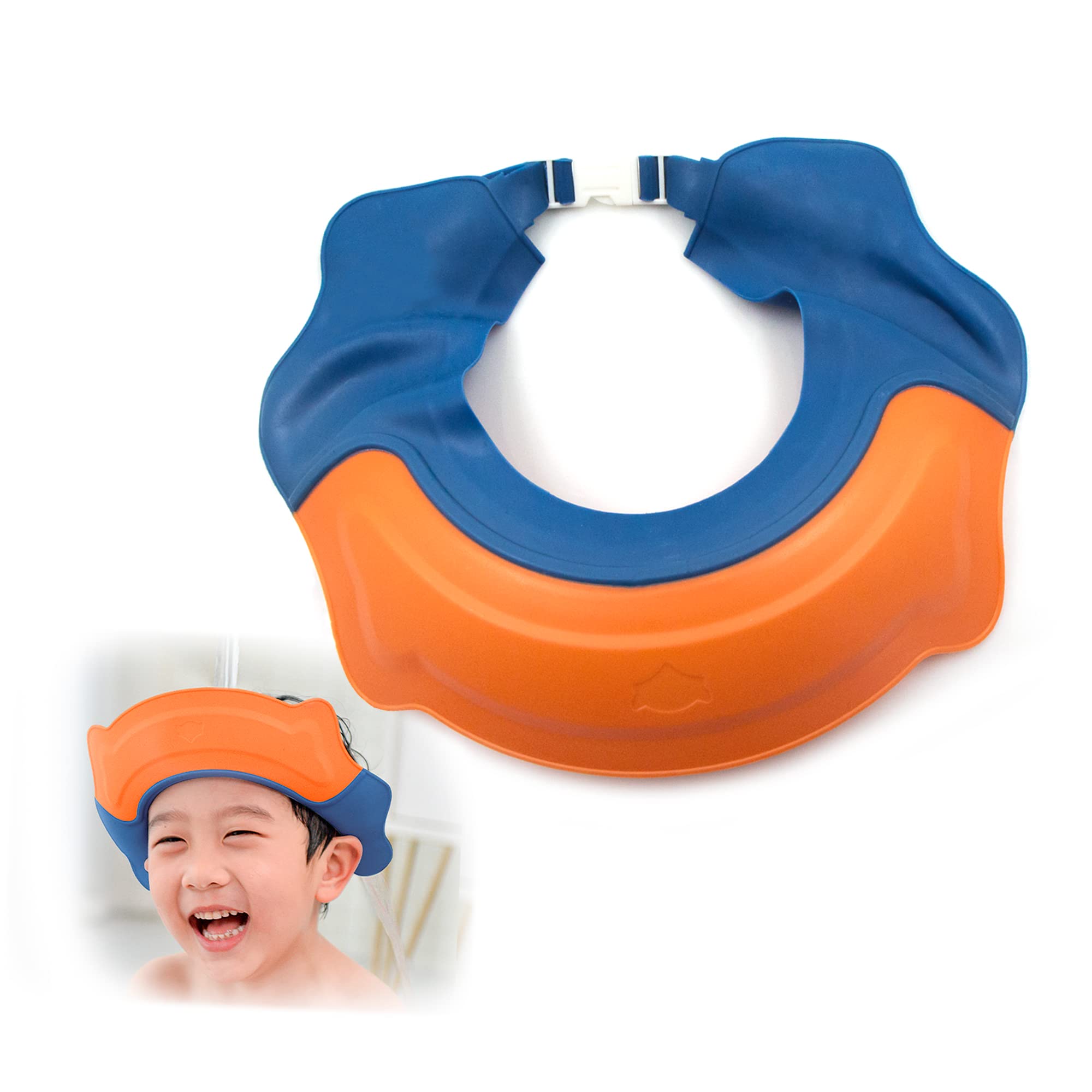 Gorro Ducha Bebé Cabello Protección - de Silicona Sombreros Ajustable para Detener el Agua en Los Ojos Protector Baño Suave Utilizado y Champú Diseñado para bebés de 0.5 a 12 años, 1 Pieza
