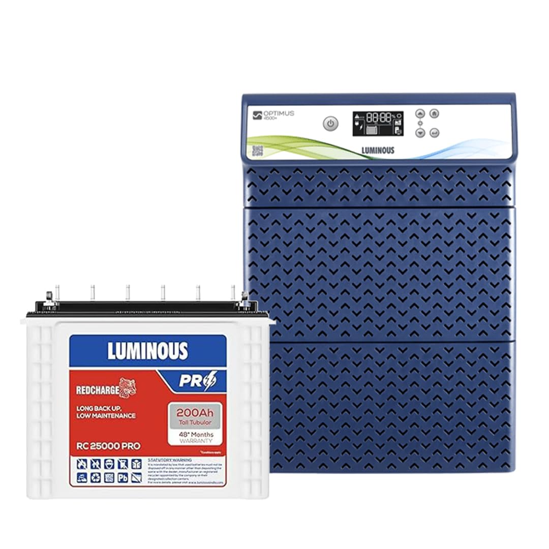 Luminous HKVA Inverter for Home, Office & Shop with Luminous Battery, Optimus 4500+ Pure Sine Wave 4000VA,48 Volt Inverter with Red Charge RC 25000 PRO Tall Tubular 200 Ah- 4 Batteries Combo.-image-41