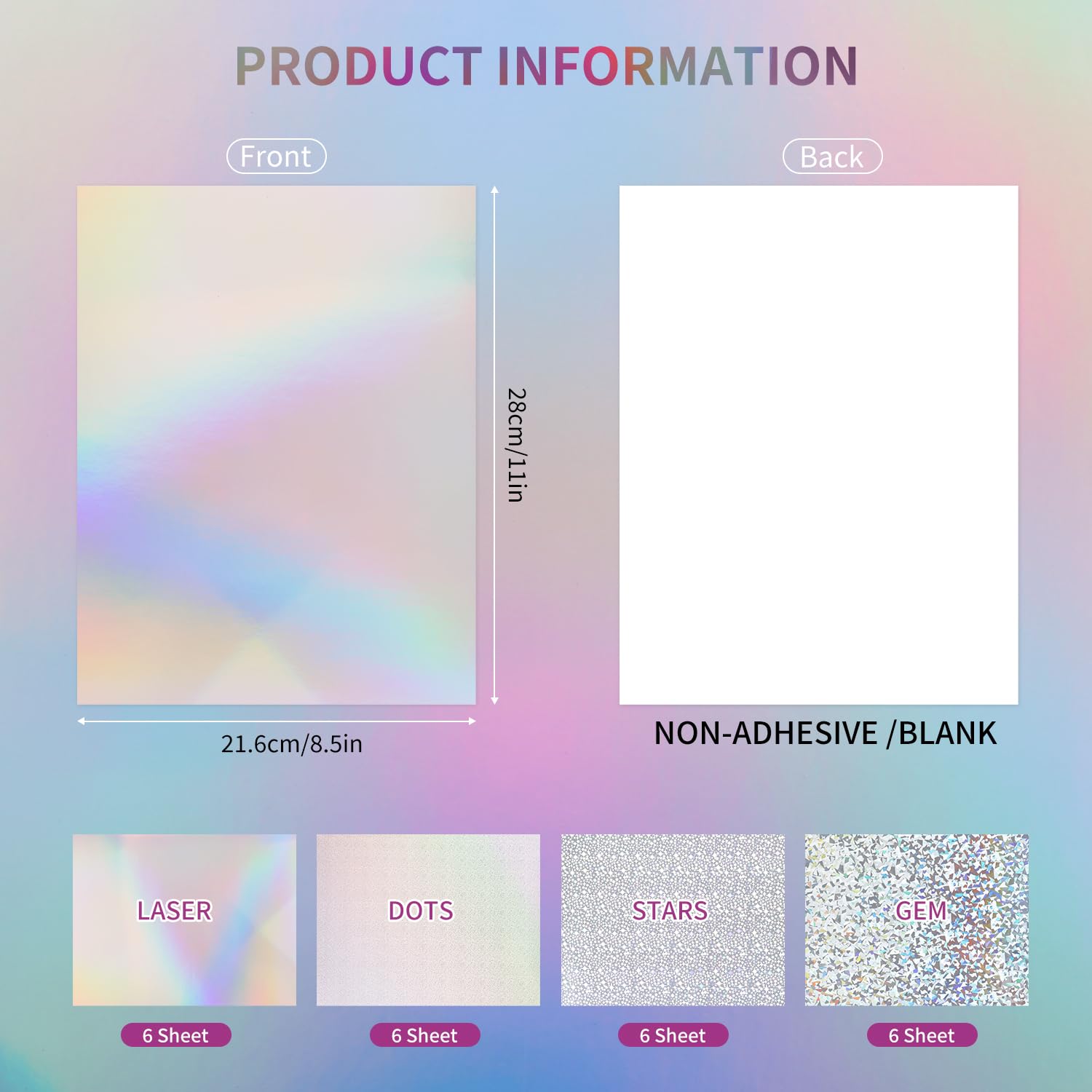 24 Sheets Holographic Card Stock 11