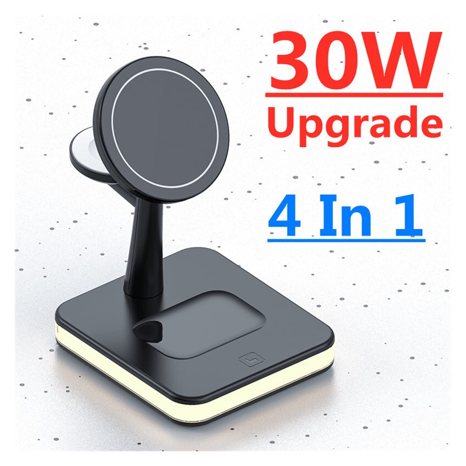 Chargeur magnétique sans Fil Chargeur sans Fil magnétique 30W 3 en 1 for Macsafe Phone Watch Earphone Station de Chargement Rapide pour téléphone, Montre, écouteurs(Color:3 in 1 with Plug)