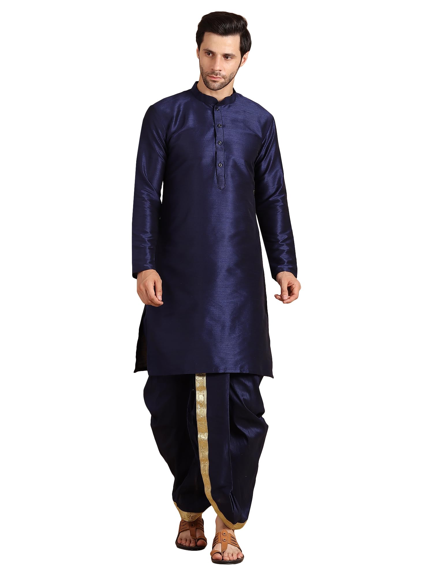 Men Dupion Silk Readymade Dhoti Kurta Set-image-17