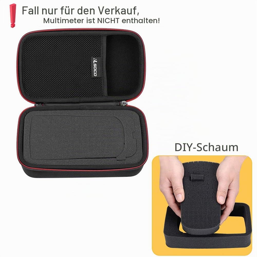 RLSOCO Tasche für Fluke Multimeter 15B+/117/116/115/114/113/103/17B+/175/177/179/87V/88/233 und VOLTCRAFT VC891/KAIWEETS/PeakTech Multimeter(Nur Tasche) - Rote
