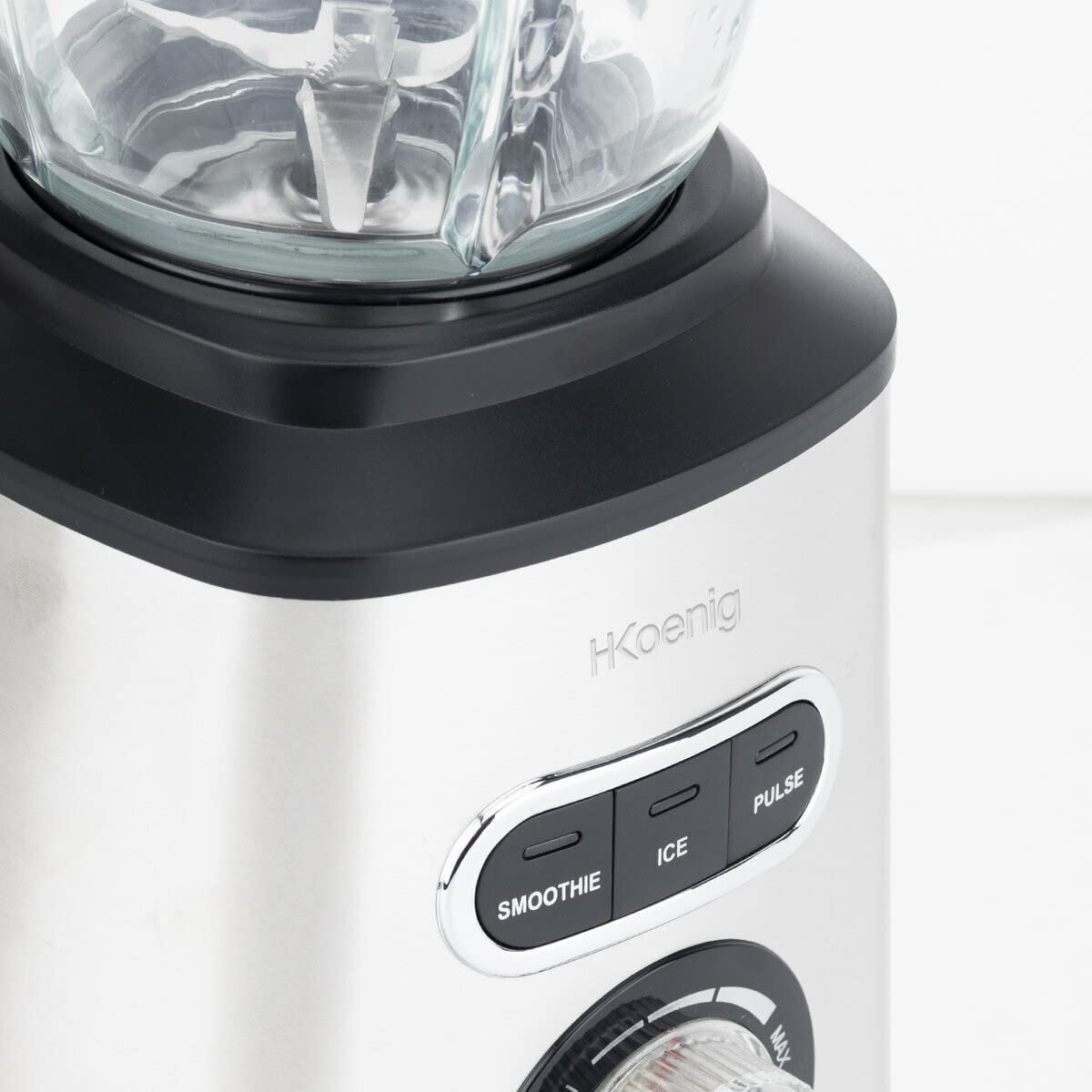 H.Koenig MXK30 Blender Kube Krasher bol en Verre 1.5L, Mixeur Multifonctionnel 3 fonctions Smoothie Glace pilée et pulse, Puissant 700W, Vitesse réglable, Idéal pour Smoothies, Milkshakes, Cocktails
