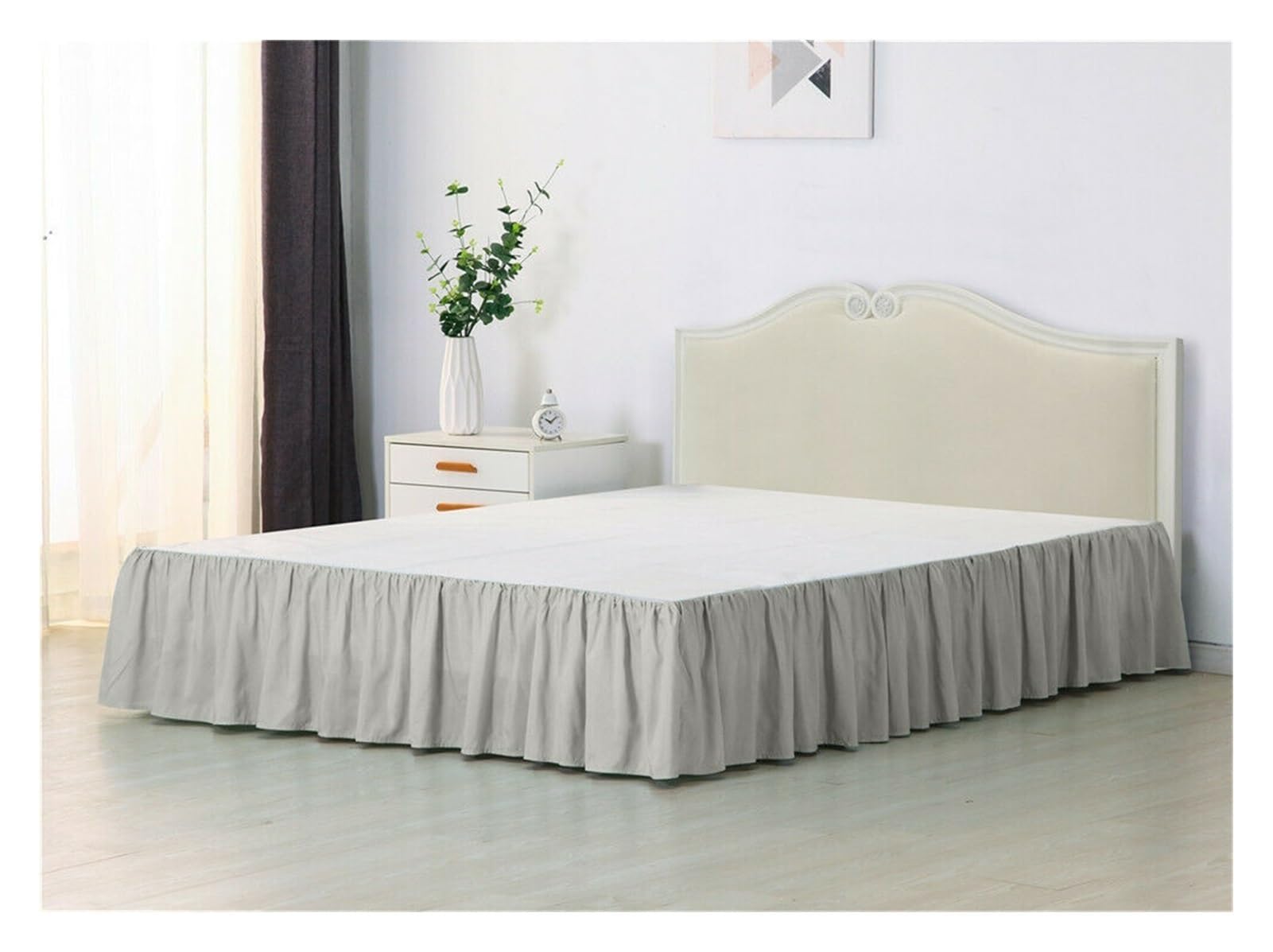 DUNSBY Bed Skirt Solid Color Bed Skirt With Surface Queen King Easy On/Easy Off Bed Skirt Valance Size 35cm Height For Twin/Full/Queen/King Valance Sheet (Color : Light Grey, Size : Queen)