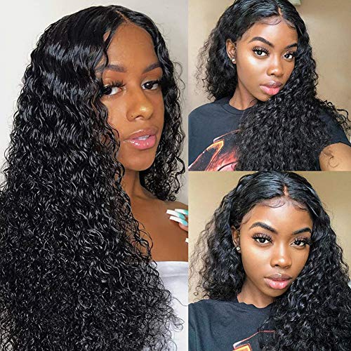 Brazilian Deep Wave Frontal Wig Glueless Lace Front Wigs with Baby Hair 9A Brazilian Remy Curly Front Lace Wig Deep Wave Virgin Hair Wig 4x4 Lace Front Wigs Deep Curly Human Hair Wet Wavy Hair Wigs