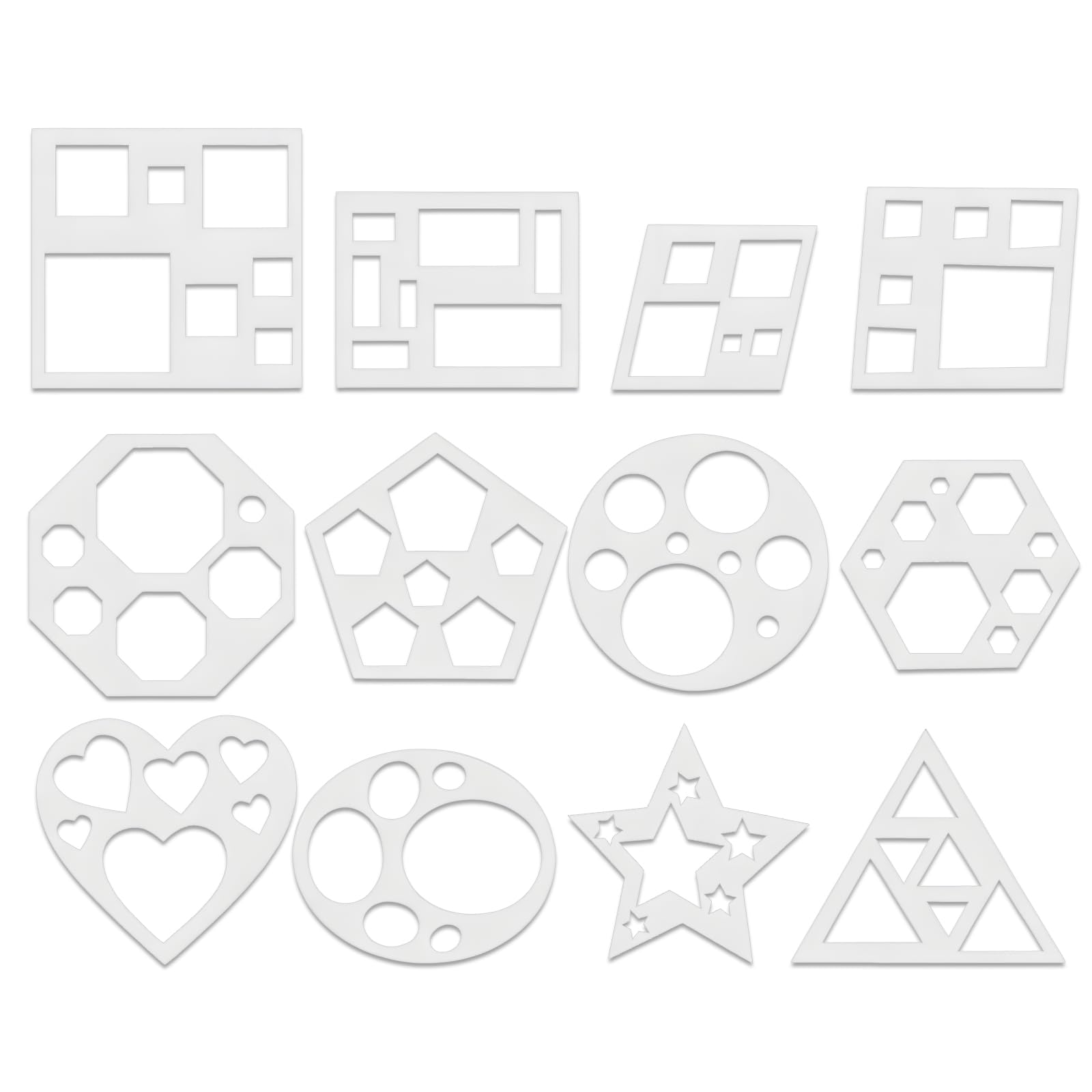 JJUNW 12 Pcs Drawing Stencil, 9in Geometric Stencils Art Painting Template