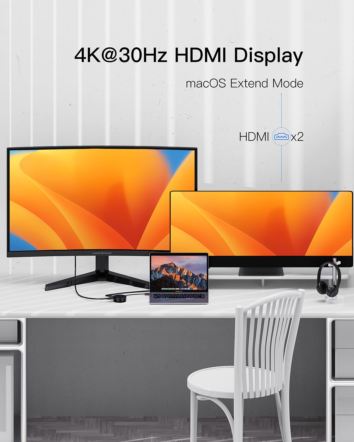 Docking Station Dual Monitor, docking station USB C a 7 porte con doppia porta HDMI 4K, 100 W PD, lettore di schede Micro SD, 2 USB 3.0, Gigabit Ethernet, per MacBook/Dell/HP/Lenovo
