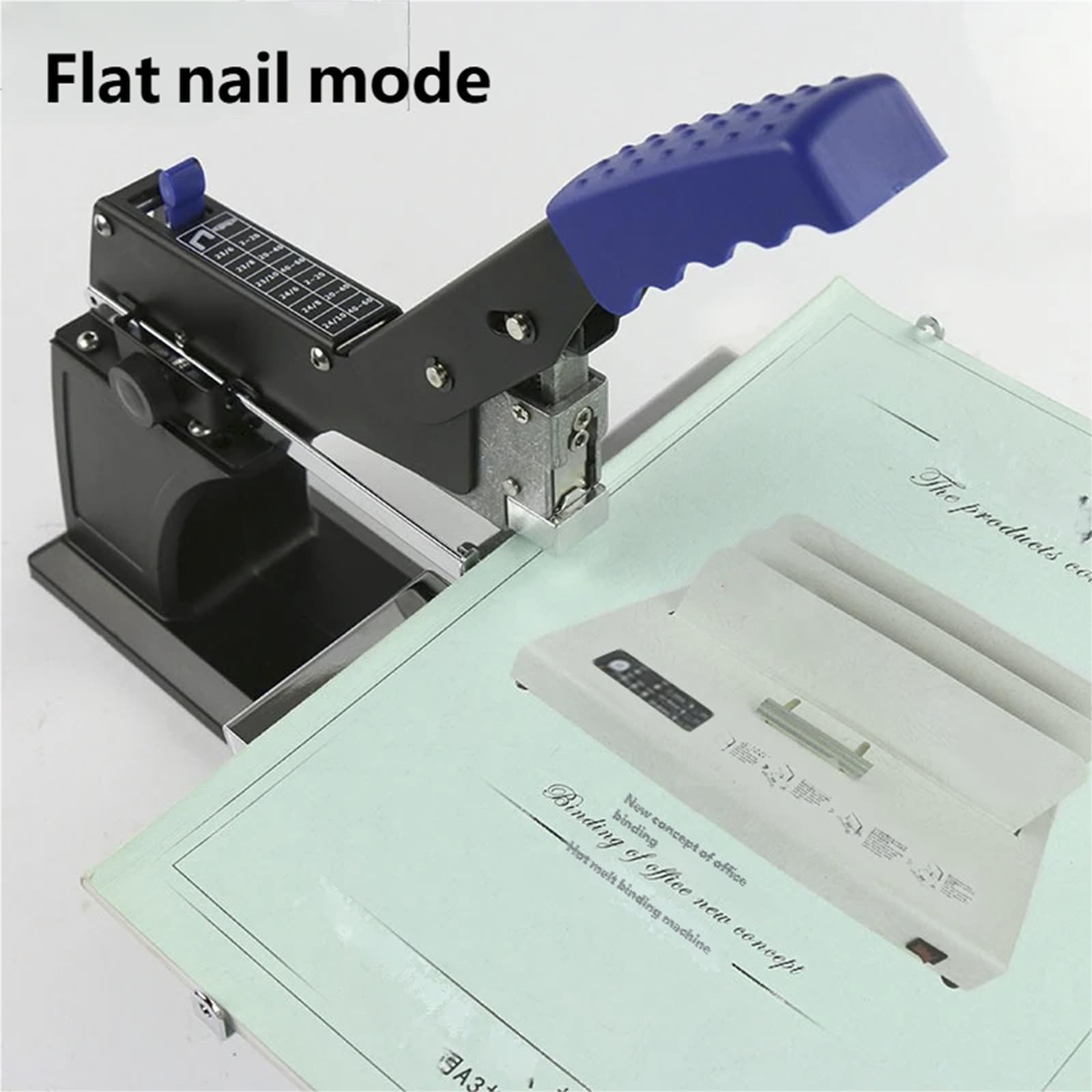 Grapadora manual de puntada de sillín resistente, grosor de encuadernación de 6,5 mm, modos de grapado plano y de sillín, ideal para oficina y uso doméstico, herramienta de encuadernación de papel