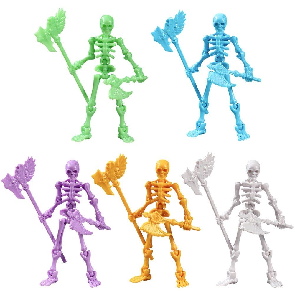 Dianzan Mini Skeleton Figurines 5pcs Action Figures Set, Skeleton Action Figure, Skeleton Toy 3d Printed Multi-jointed Movable Skeleton Decor