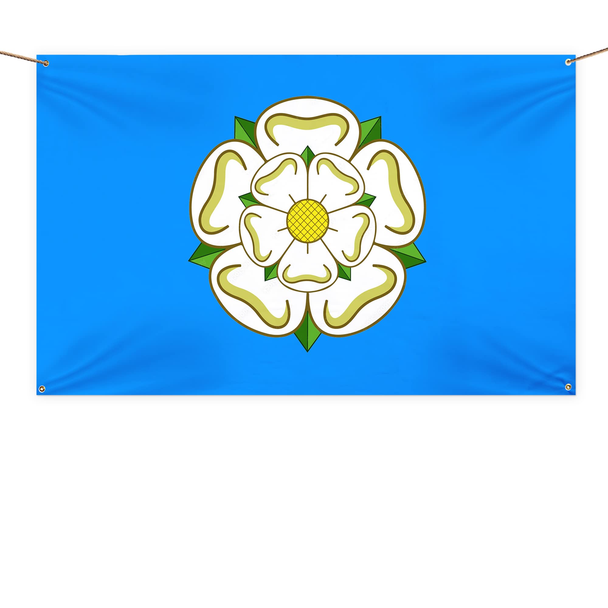 Yorkshire Rose Fabric Banner | 5x3ft Indoor & Outdoor Party Banner | Yorkshire Day Celebration Banner | Pub Shed Party Backdrop | Eyelet Fabric Flag