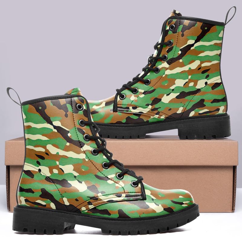 Combat Boots for Men Women Fashion Camo Trendy Lace-up Hiking Outdoor Unisex Footwear Chunky Platform Ankle Booties4