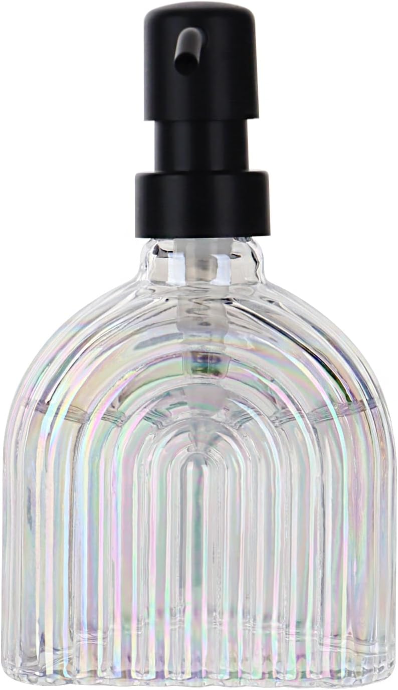 Glass Kitchen Soap Dispenser Bathroom, 9 Oz, Refillable Liquid Modern Soap Dispenser for Hand Soap, Lotion Dispensers Bottle - Home, Commercial Countertop Decor. (Colorful)
