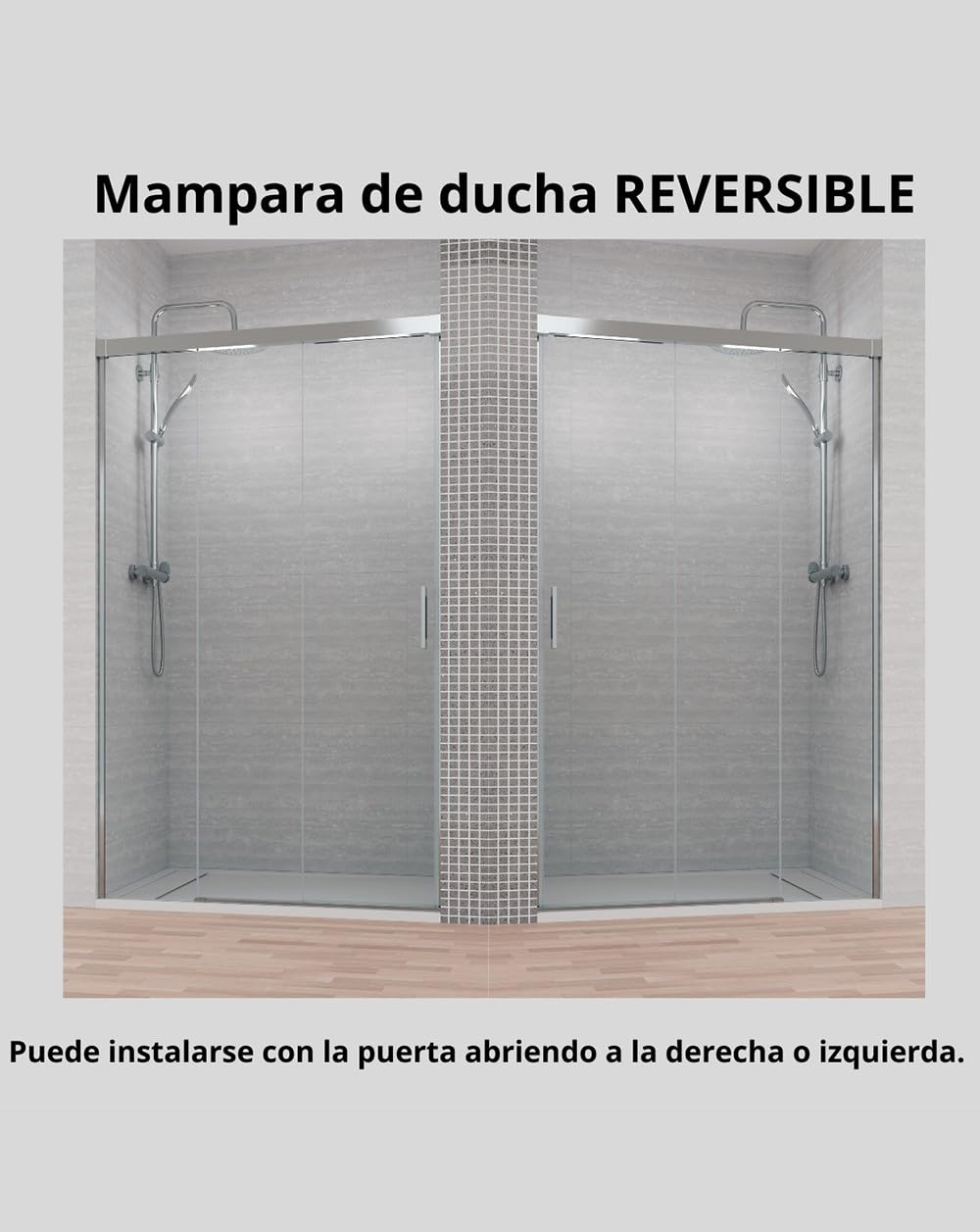 Mampara de Ducha Frontal Corredera 3 Hojas | 2 Puertas Correderas + 1 Fijo | Cristal Templado 6mm Antical | 195cm Altura | Perfil Negro Mate 105 cm (Adaptable 100,1-105cm)