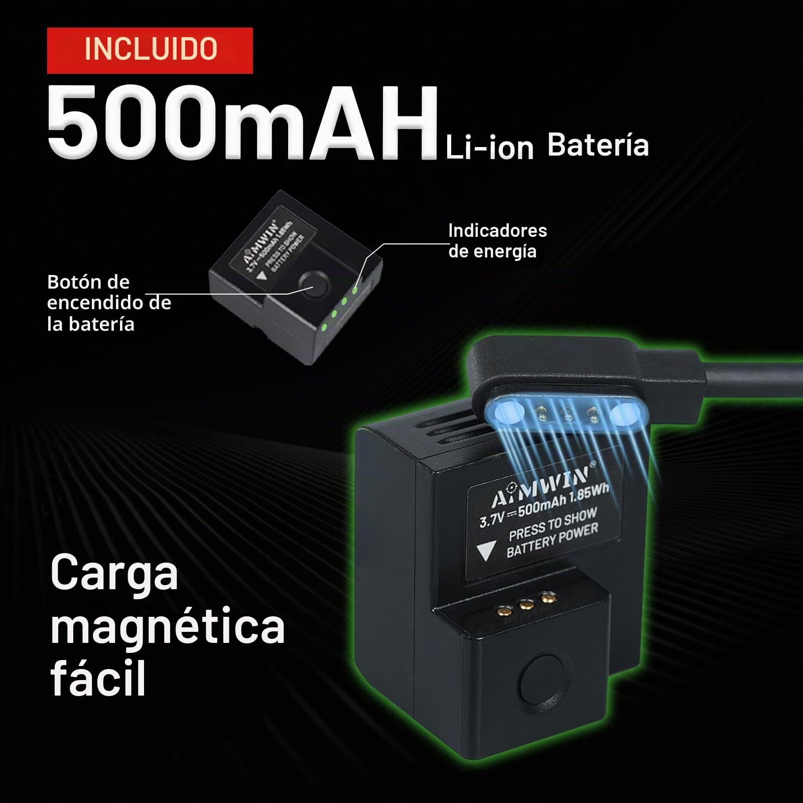 AIMWIN WL10 GL Linterna Táctica con Láser Verde 900 Lúmenes para Pistolas, Luz de Arma Recargable Magnética Compatible con Rieles 1913 y GL