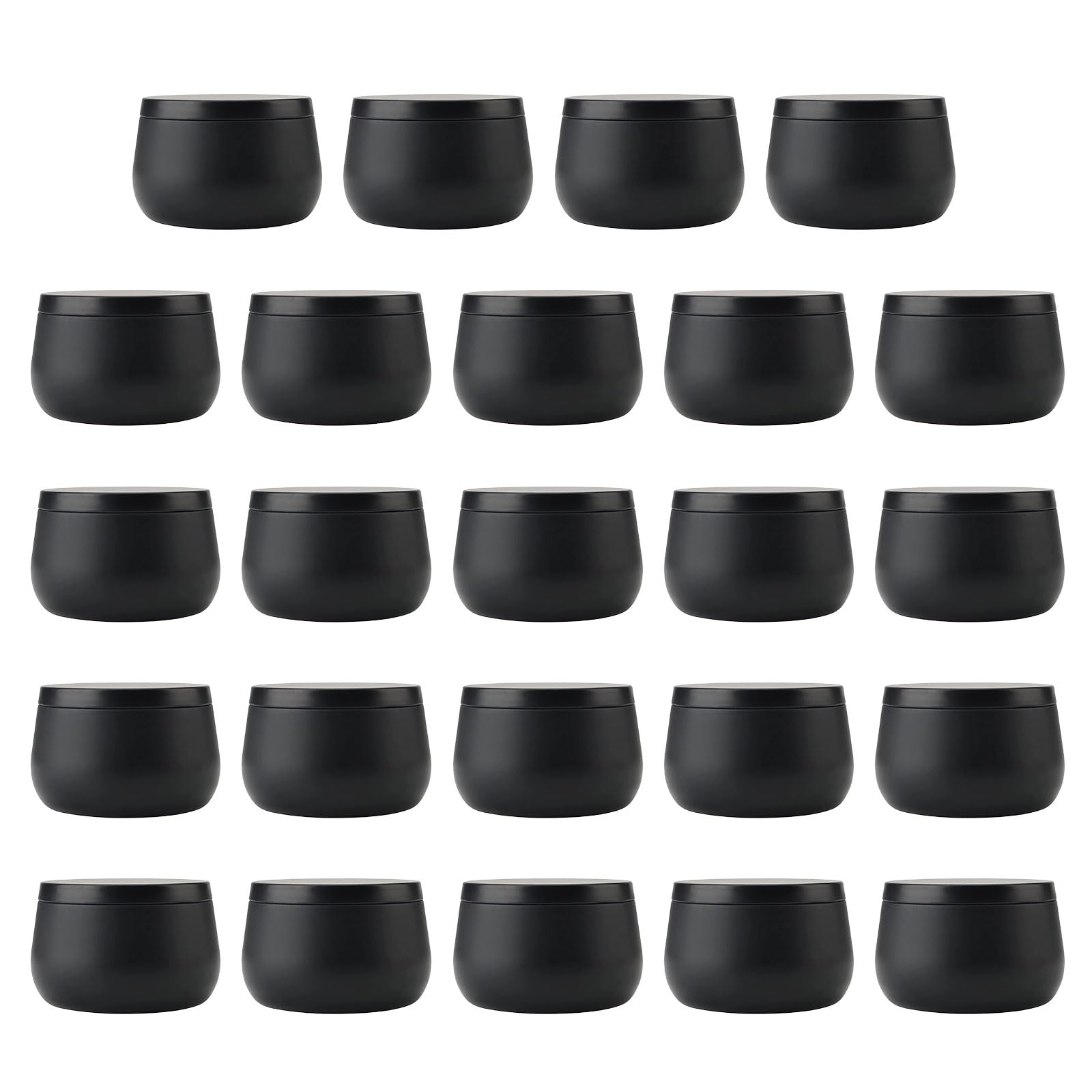 Montesy 24Pcs Candle Tins with Lid Black Round Empty Containers Jars for Candle Making and Storage of Sweets Jewelry or