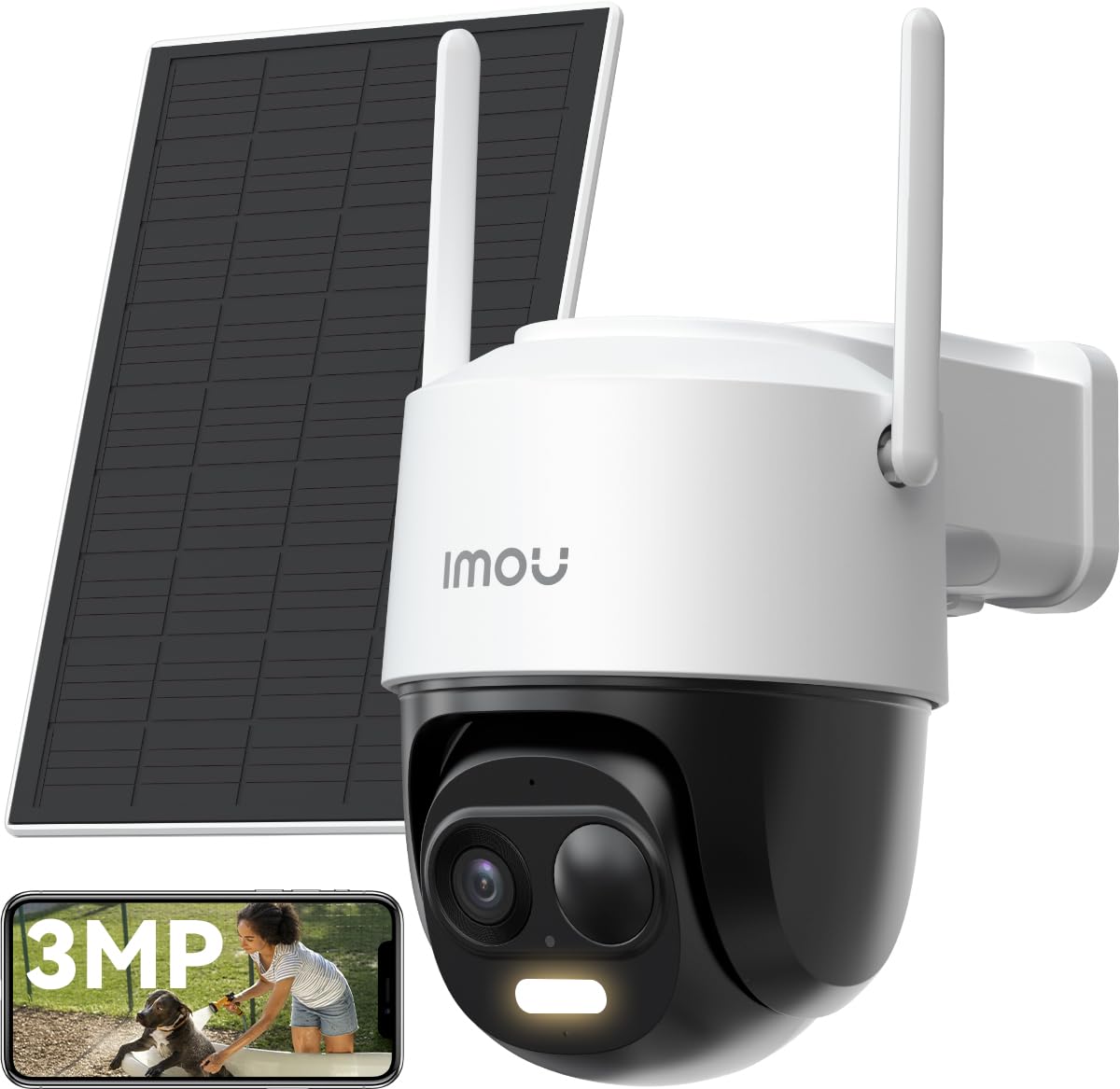 Imou 2K Caméra Surveillance WiFi Exterieure sans Fil Solaire 5000mAh 360° PTZ 2.4GHz IP65