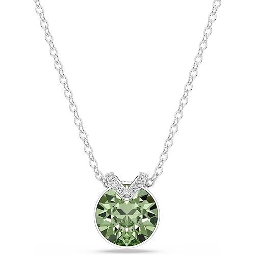 Swarovski Birthstone Pendant Necklace Collection, Square-Cut Stone and Crystals, Rhodium Finish