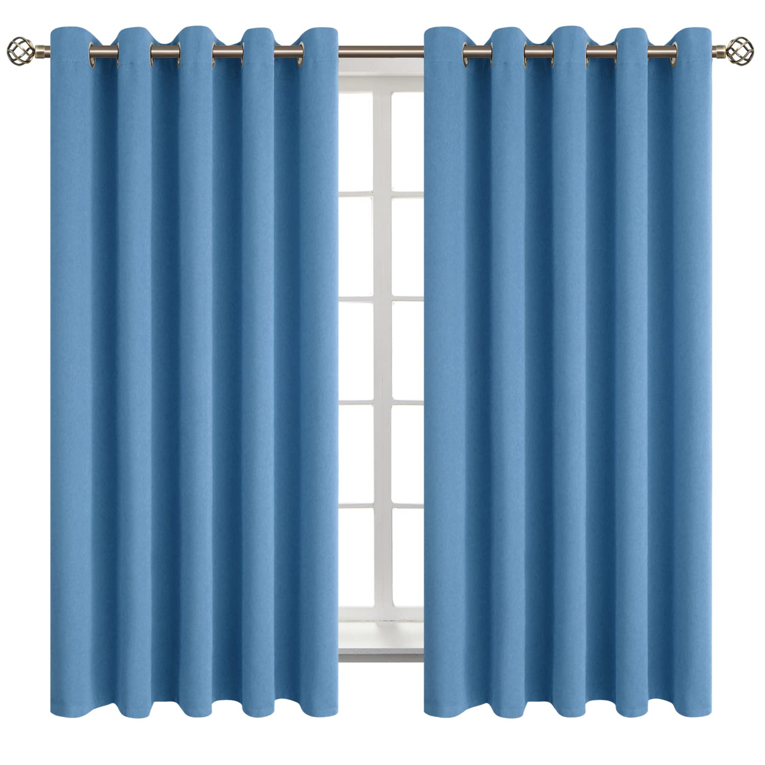 BGment Denim Blue Blackout Curtains for Bedroom 63 Inch Long - 2 Panels