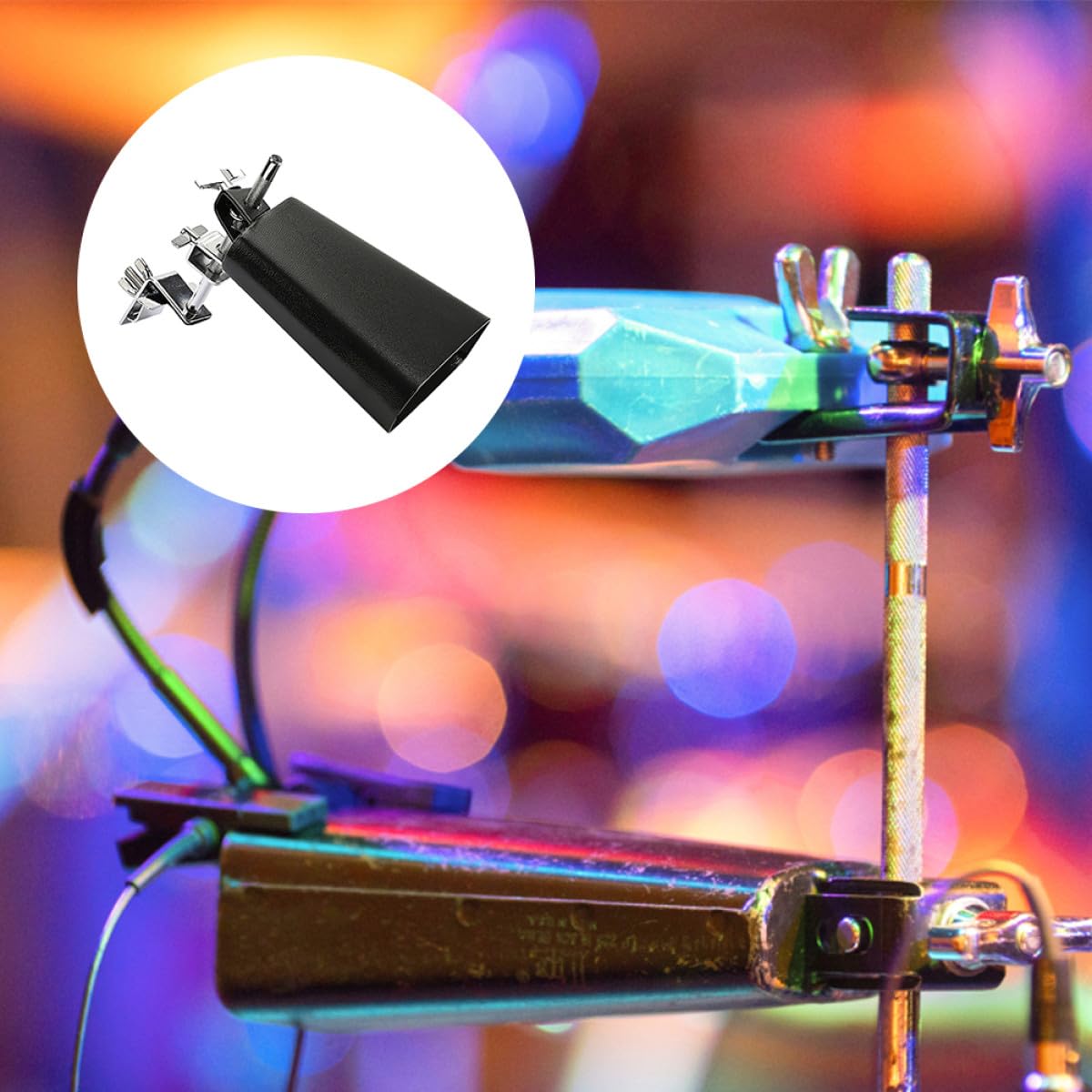 Cabilock Cencerro Metálico Negro para Batería Sonido Rico y Estructura Robusta, Accesorio Adecuado para Estudiantes y Principiantes en Percusión