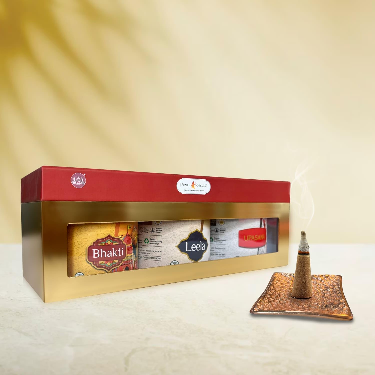 Prabhu Shriram Life & God Collection - Confezione regalo di coni di incenso di alta qualità, 100% senza carbone, a basso contenuto di fumi, confezione regalo di lusso