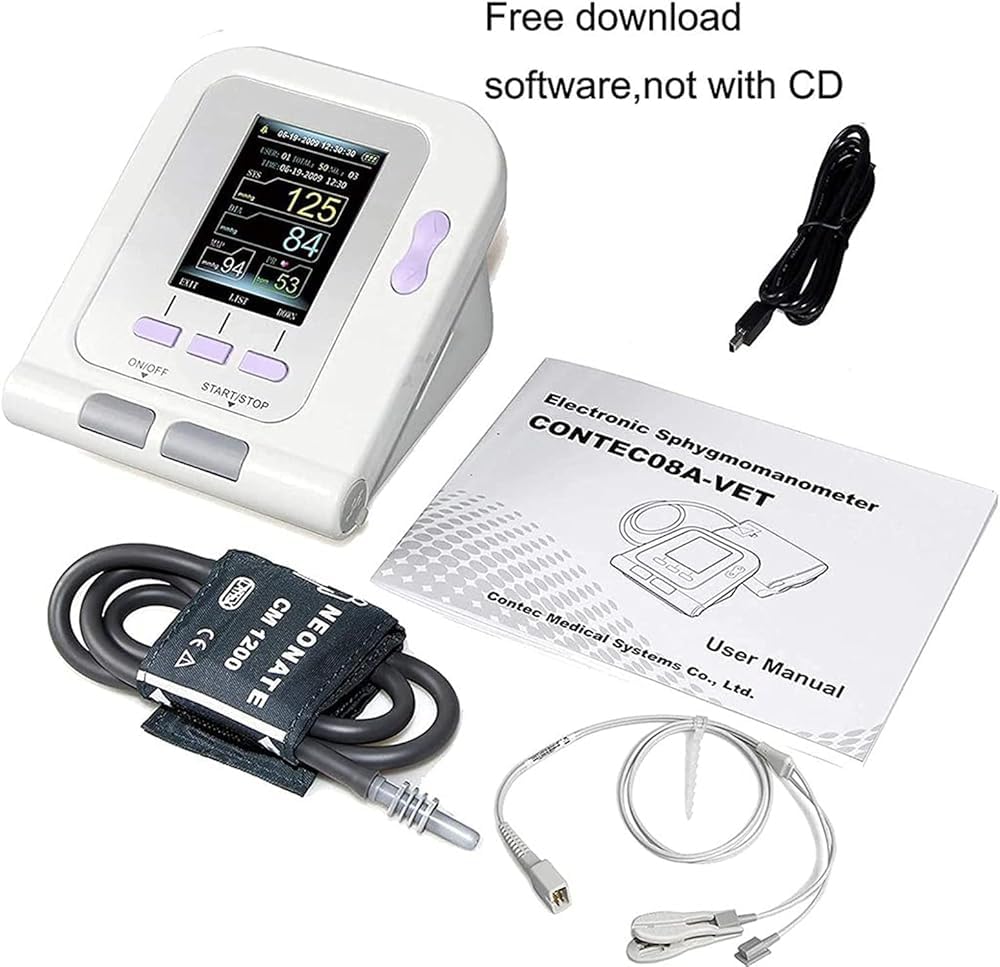 Máquina BP precisa para Uso Animal, Digital Veterinario Medidor Tension Arteria, Medidor Tension Arterial con 3 Puños Y 100 Juegos De Memoria Almacenada para Perros/Gatos/Mascot+