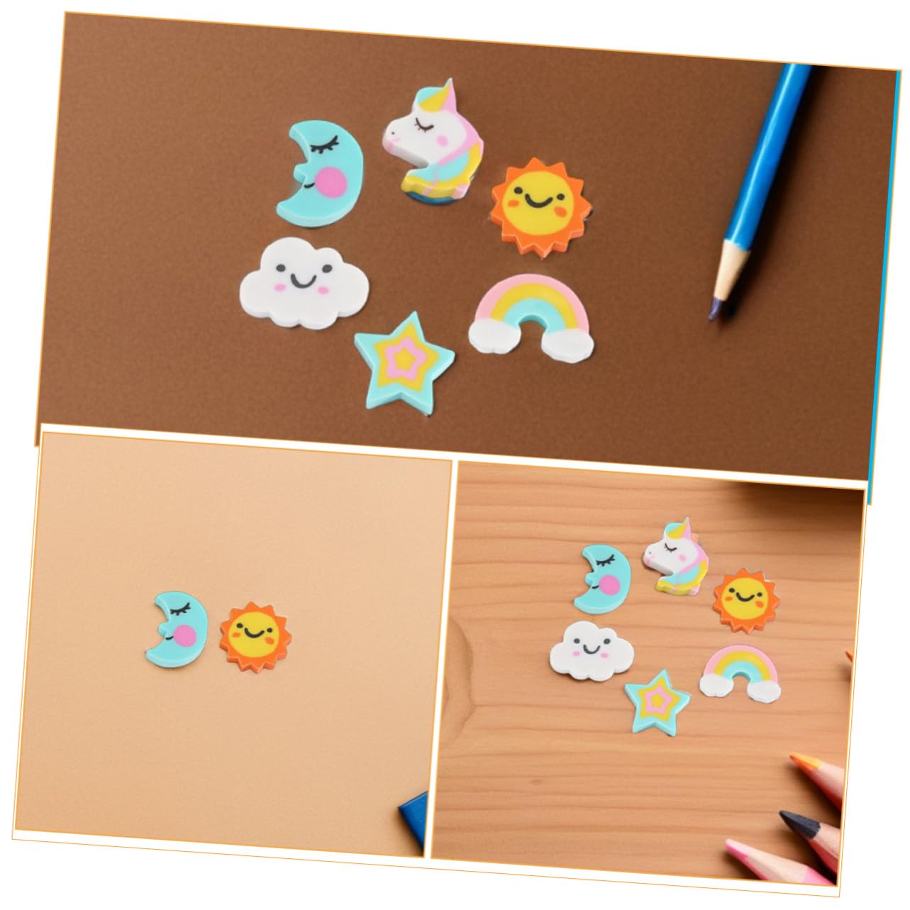Gommes à Crayon Mignonnes en Vrac 180 Pièces TPR, Formes Lune