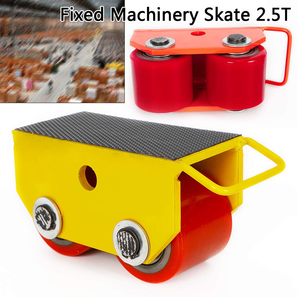 Máquina de mover con 2 rígidos, capacidad de carga de 2,5 t/5511 libras, máquina mover dolly, ayuda de transporte para dispositivos y muebles, muy portátil (amarillo)