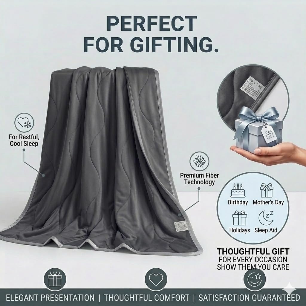 Cooling Blanket for Hot Sleepers, Double-Sided Cold Touch Summer Quilt, Ultra-Soft & Breathable Bedding for Night Sweats, Lightweight Comforter for Bedroom & Couch (Black, Queen)