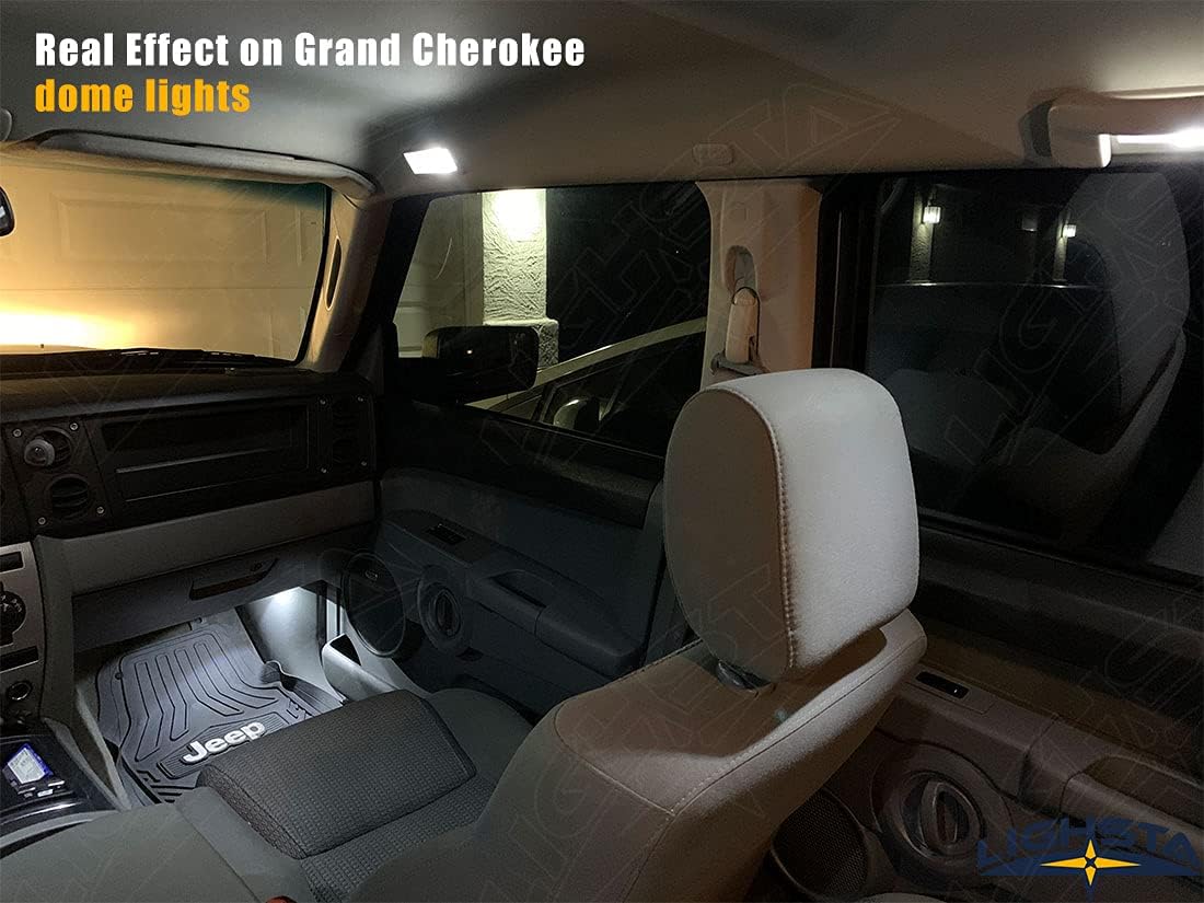 12PCS CANBUS Super Bright White LED Interior Light Kit Package for Jeep Grand Cherokee 2005 2006 2007 2008 2009 2010 + License Plate Lights and Install Tool