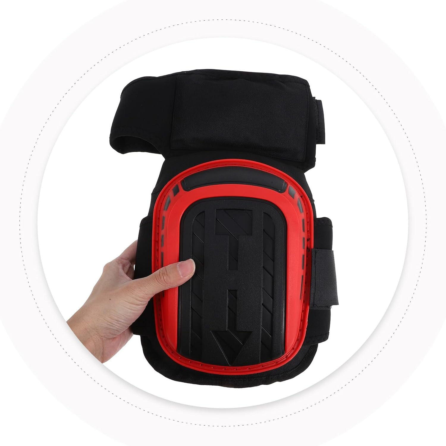 Heavy Duty Anti-slip Knee Pads for Construction Workers and Gardeners, Extended Red Work Knee Protectors with Strong Double Straps for Flooring, Cleaning, and Concrete Jobs