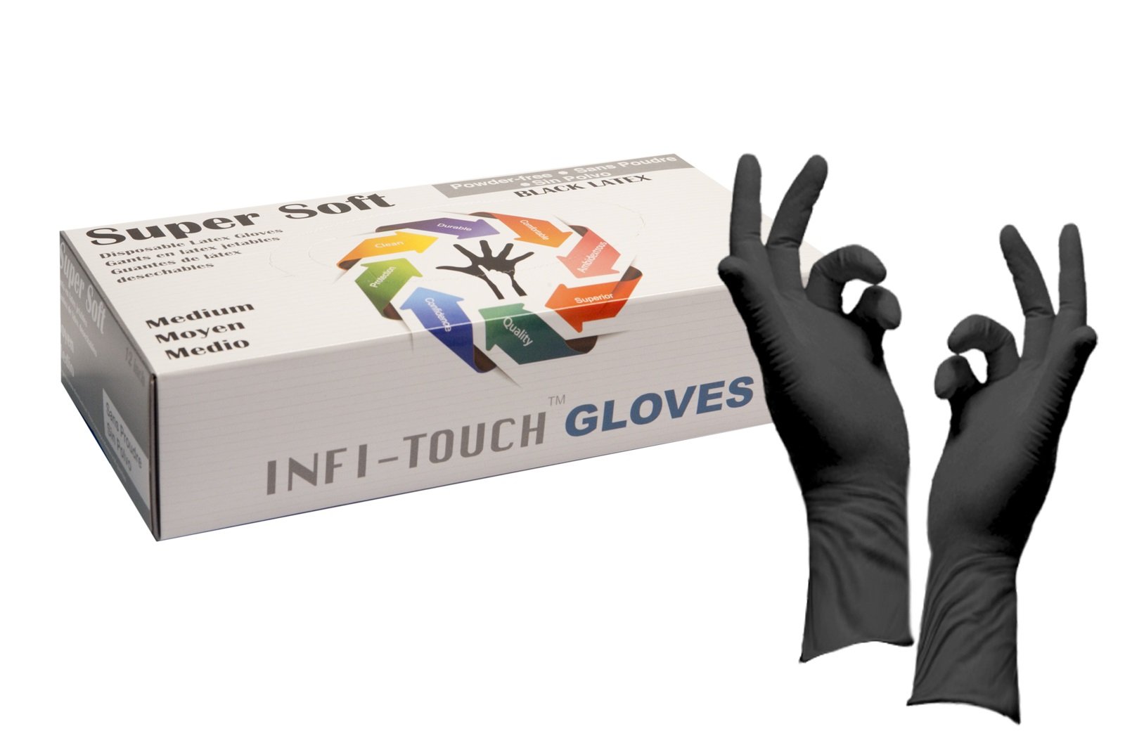 Infi-Touch Super soft Disposable Latex Gloves, Powder Free, Exam 12