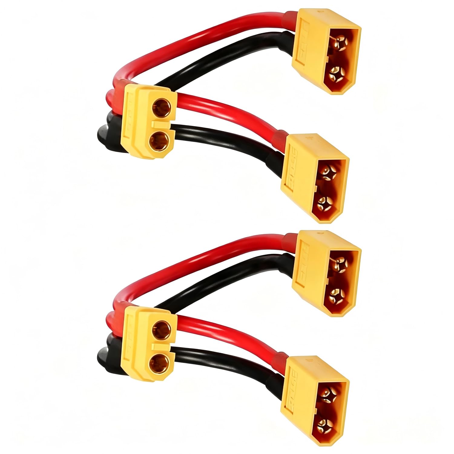 XT60 adapter złącza akumulatora równoległego Dual Extension XT60 Y Splitter 1 męski na 2 żeński kabel 14 AWG do helikoptera w trybie RC Quadcopter (1 żeński do 2 męski (2 sztuki)