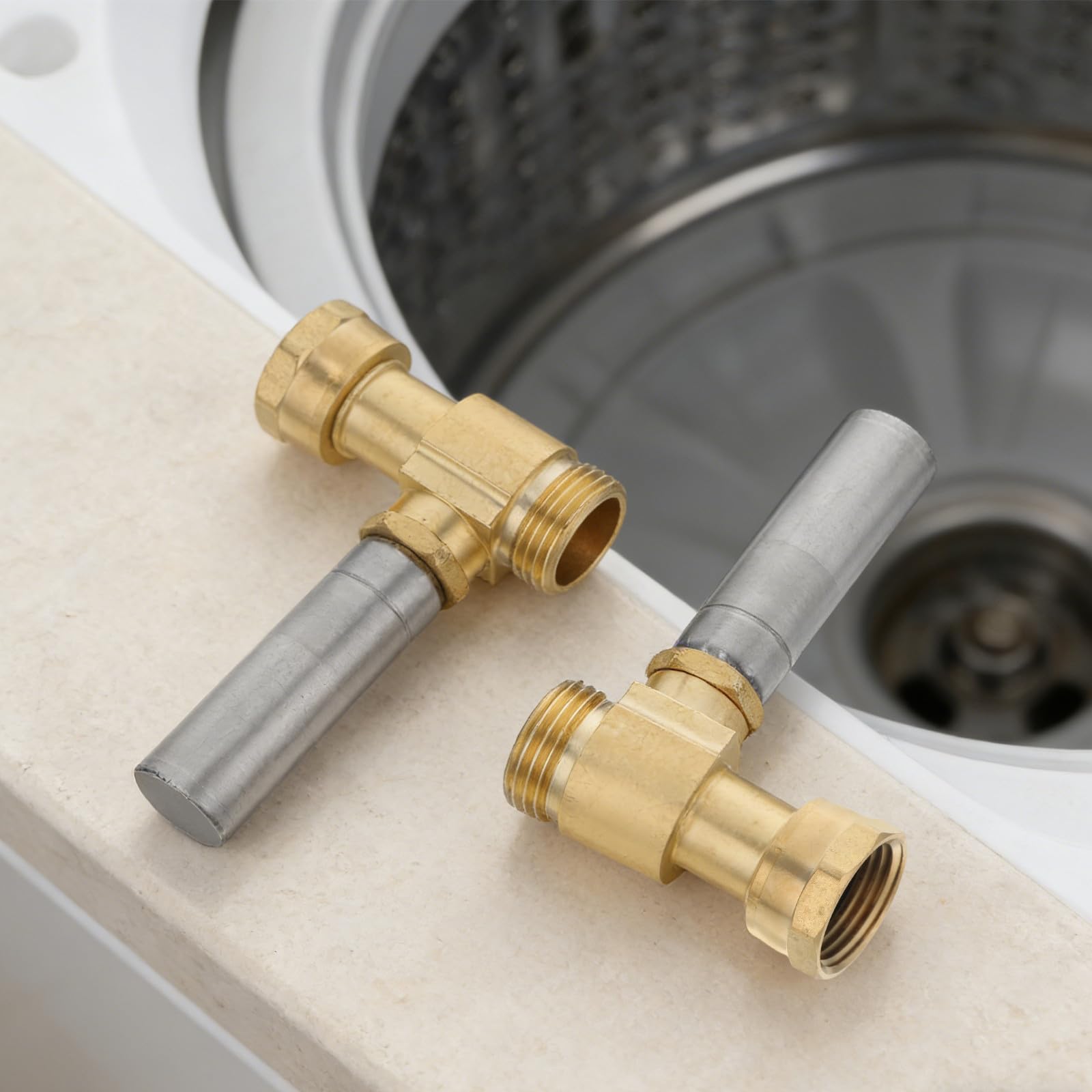 Lot de 2 amortisseurs de coups de bélier en acier inoxydable - Filetage 3/4 pouce - Réducteur de bruit pour lave-linge, amortisseur de chocs pour la plomberie (buanderie et cuisine),