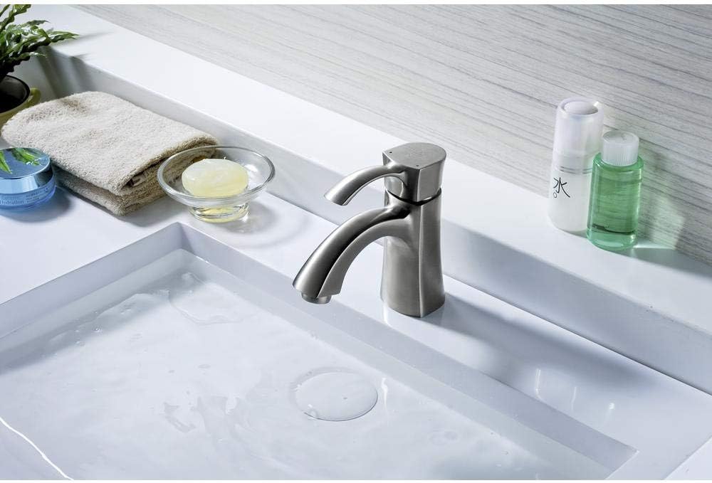 Brushed Nickel Single-Handle Bathroom Faucet with Drain Assembly