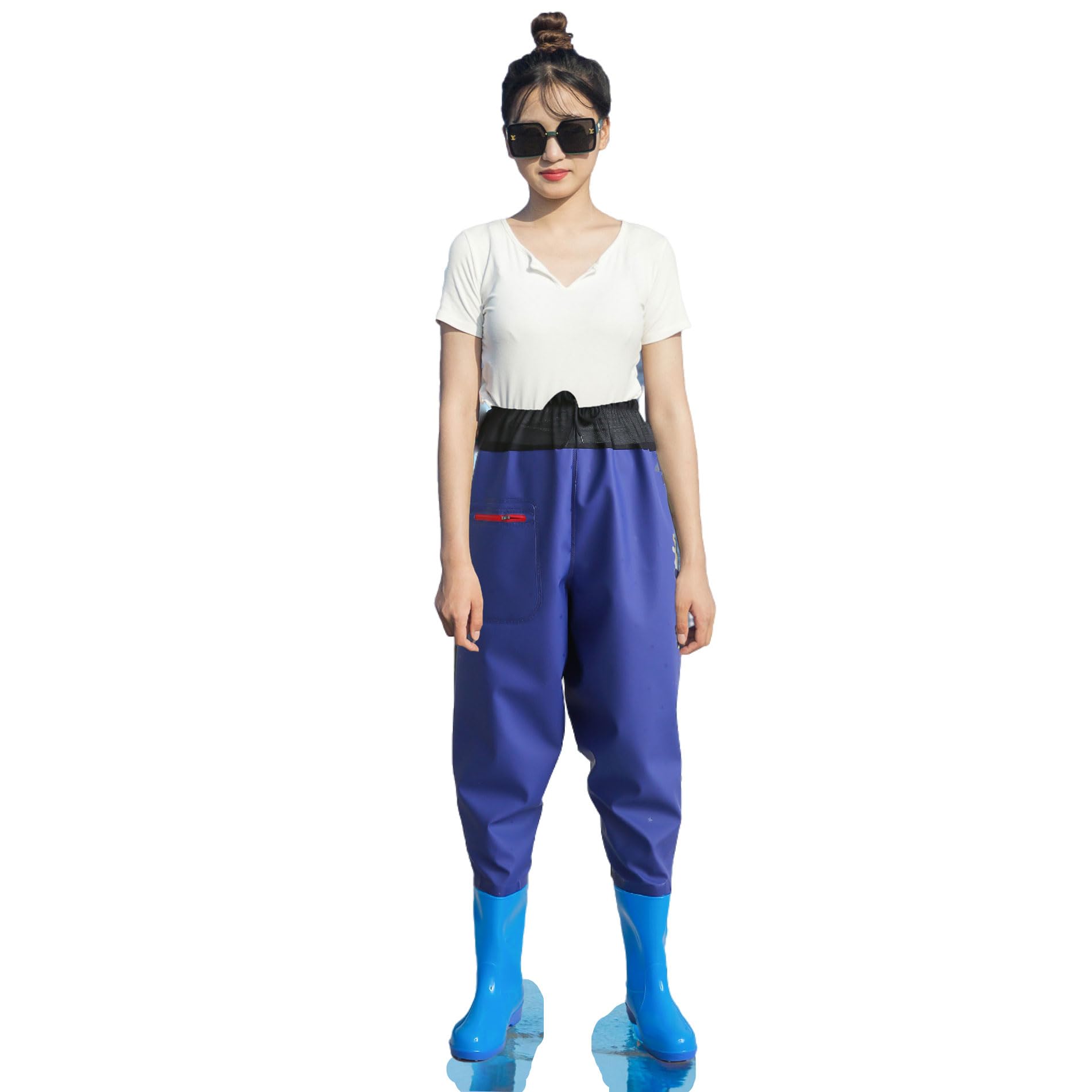 Pantaloni da Pescatore da Donna, Stivali Wai, Tasche da Pesca, Cintura, Traspiranti, per Pesca a Mosca, Pesca in Mare, Tempo Libero, Giardinaggio, Caccia all'aperto