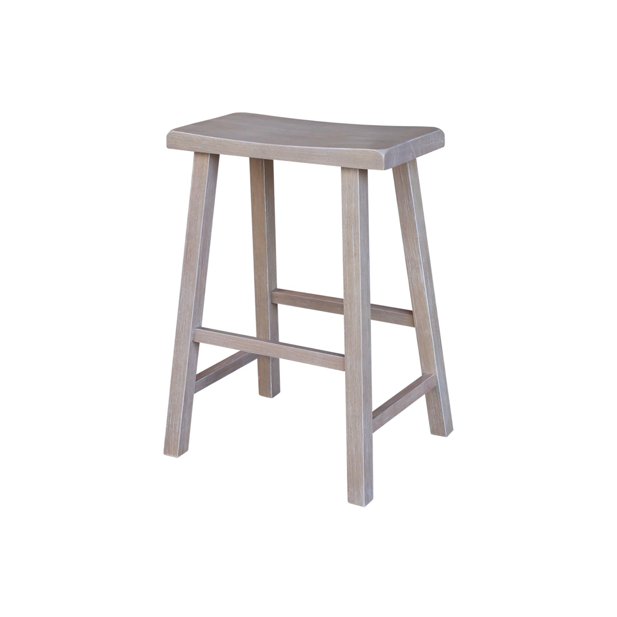 IC International Concepts Saddle Seat Counter Height Stool, Durable Wooden Frame, 24-Inch Seat Height, Perfect for Kitchen Island or Bar Area - Washed