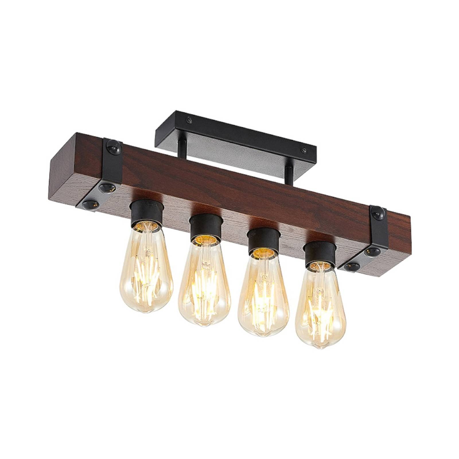Ceiling Light 'Michaela' dimmable) in Brown Made of Wood for e.g. Living Room & Dining Room (4 Light Sources, E27) from Lindby | Ceiling lamp, lamp