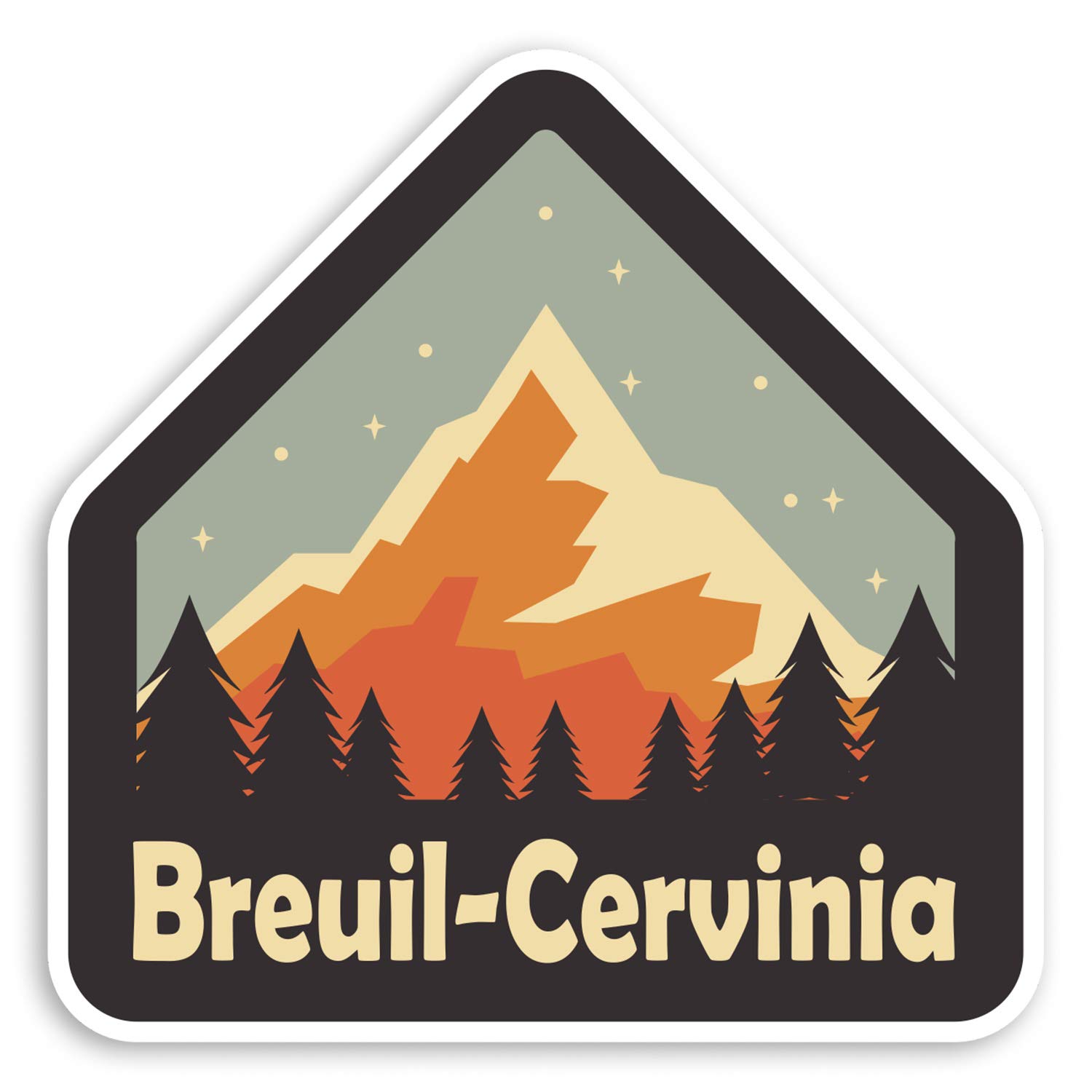 Destination Vinyl Ltd Multi 2 X 10Cm Breuil-Cervinia Italy Vinyl Stickers Ski Skiing Luggage Sticker #34736 (10Cm Wide)