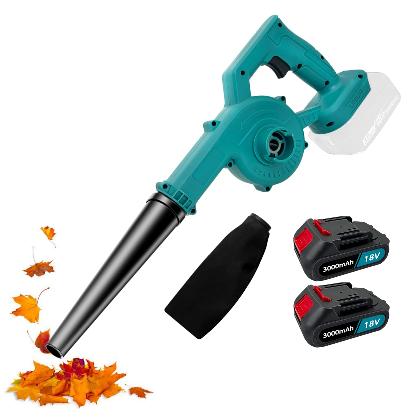 Leaf Blower and Vacuum, with 2pcs 3.0Ah Batteries, 32000RPM Cordless Electric Garden Blower for Lawn Care Patio Garages Dust Snow Blowing Pet