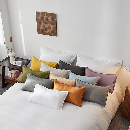 Miniatura 7 de Simple&Opulence Juego de 2 fundas rectangulares decorativas 100% de lino para cojín lumbar de 12 x 20 pulgadas, para sofá, cama, sala de estar,