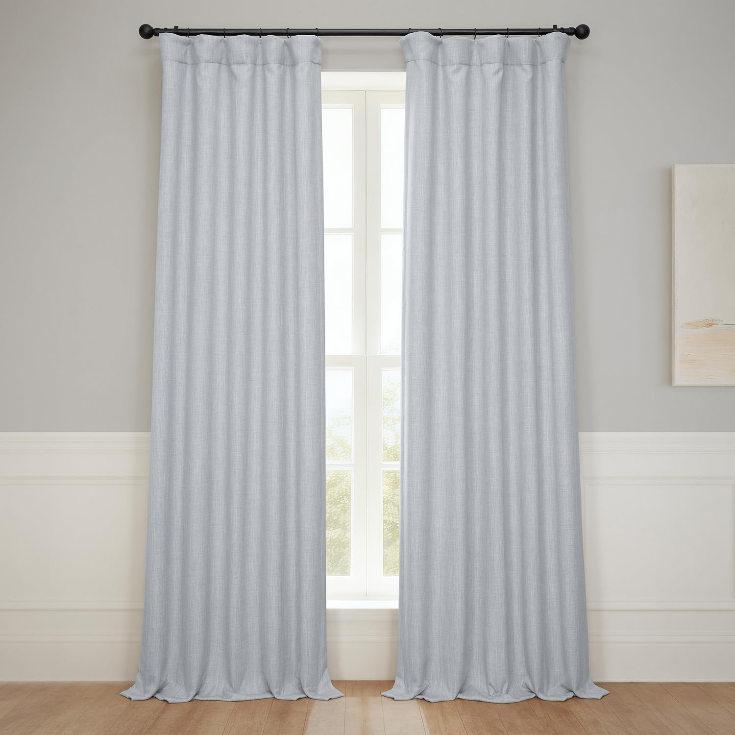 HPD Half Price Drapes Faux Linen Room Darkening Curtains - 96 Inches Long Luxury Linen Curtains for Bedroom & Living Room (1 Panel), 50W X 96L, Heather Grey