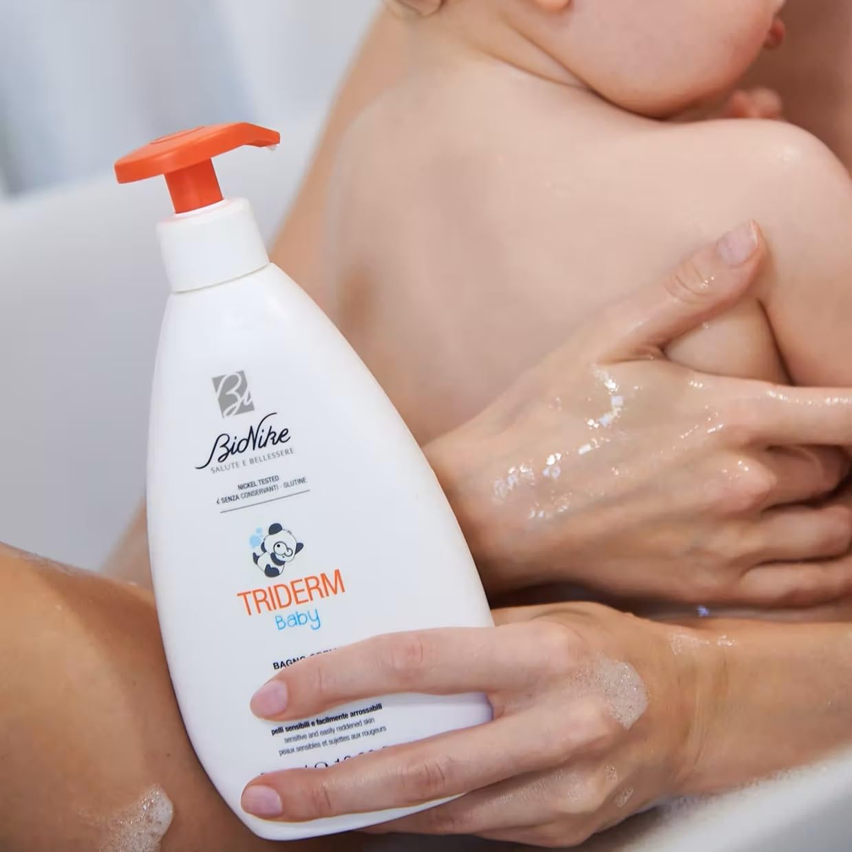 Bionike Triderm Baby - Bagno Crema Neonato e Bambino Deterge Delicatamente e Protegge Pelli Secche e Irritate, per Idratazione e Morbidezza, 500 ml