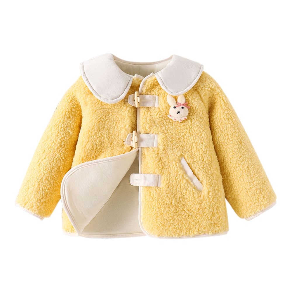 Hopscotch Girls Polyester Mini Length Long Coats in Yellow Color For Ages (2-3 Years) 2