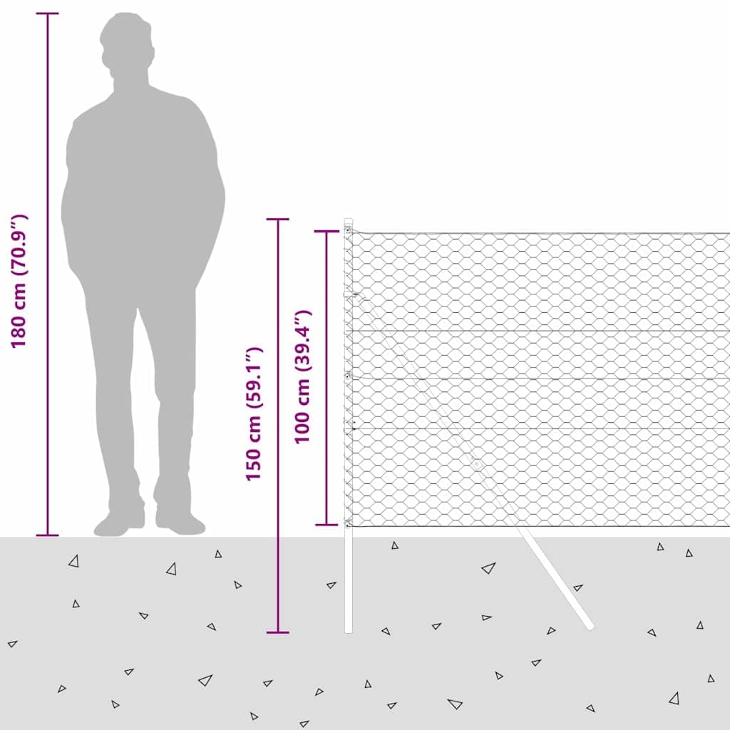 Geschweißter Drahtzaun Zaunelement 25 x 1 m mit Pfosten Set aus PVC-beschichtetem Stahl für Garten Terrasse Balkon, Maschendraht Gittermatte wetterfest und korrosionsbeständig