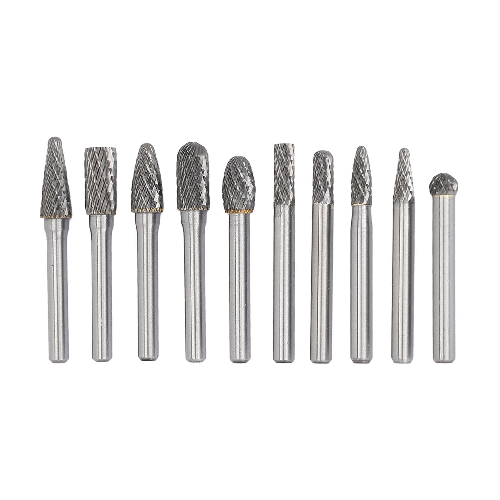 Juego de 10 brocas de fresas rotativas de carburo de tungsteno, rebabas de carburo de doble corte para el rectificado de metal y madera, compatibles con herramientas rotativas para