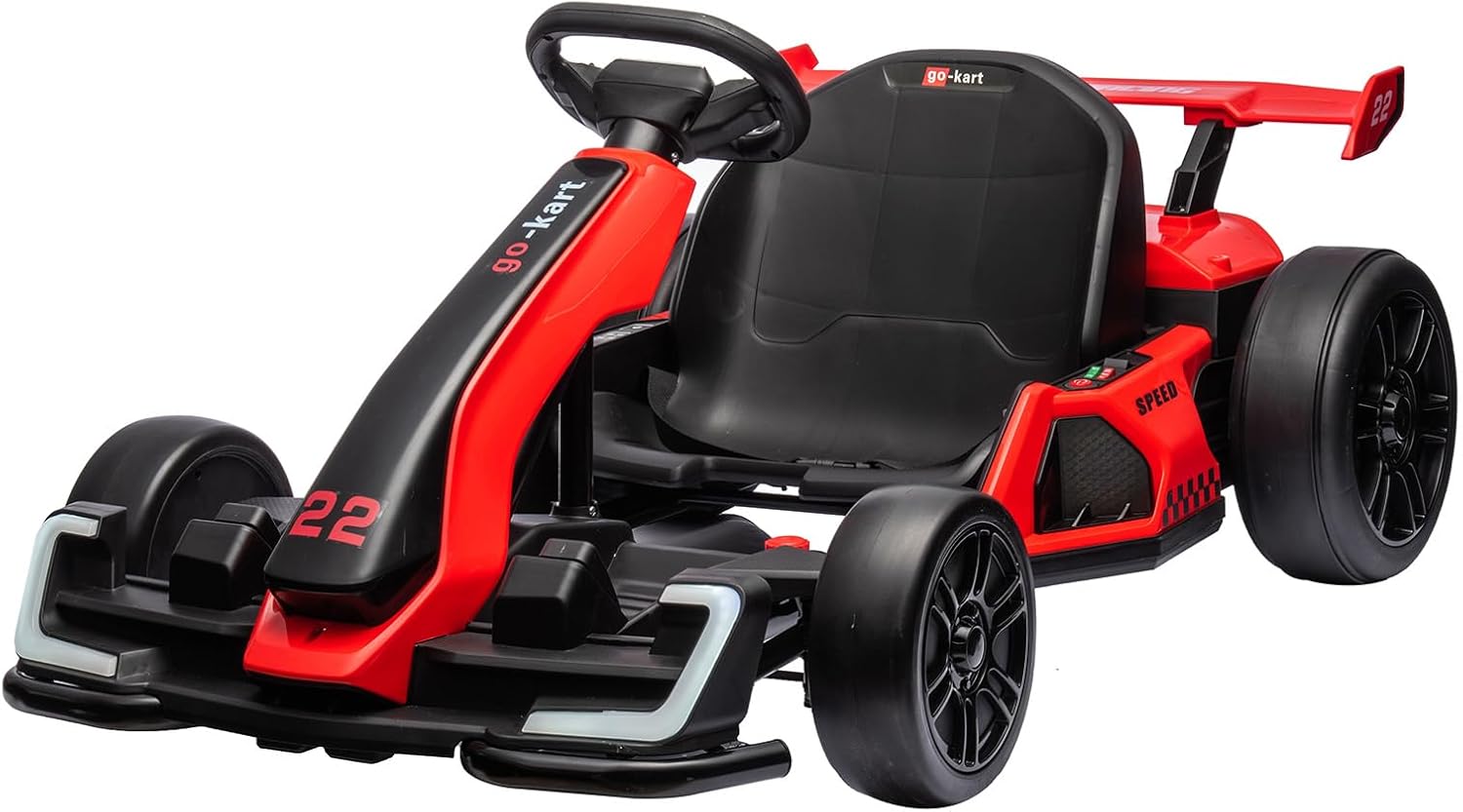 24V Electric Go Kart,300W Powerful Drift Kart for Kids, Electric Pedal Kart,with 300W Strong Motor, Drift/Sport Mode, Big Battery, Eva Tire,Length Adjustmen for Outdoor Racing Toy-Red